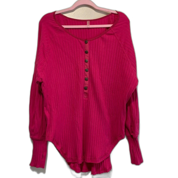 Free People Movement Bella Layer top henley passion fruit pink size small - Picture 1 of 13
